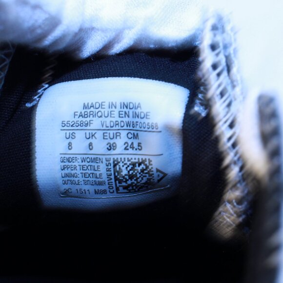 Converse Chuck Taylor All Star W 8 Black Double Tongue Low Top Sneakers 552589F - Picture 8 of 12